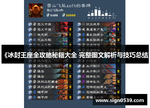 《冰封王座全攻略秘籍大全 完整图文解析与技巧总结》
